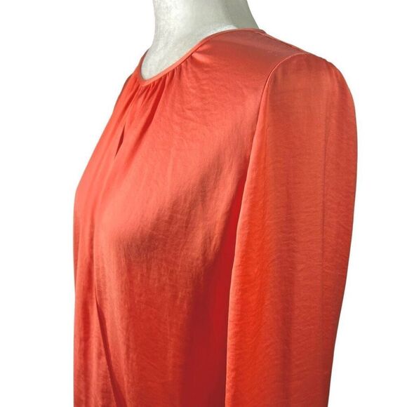 Vince Long Sleeve Blouse Women’s Medium Sz 10 Coral Draped Front - Picture 11 of 14